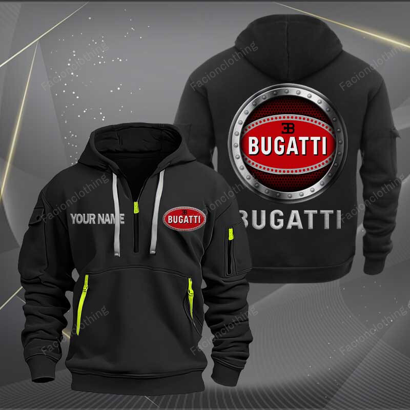 Sportswearmerch Bugatti Car Personalized Half Zip Hoodie For Fan