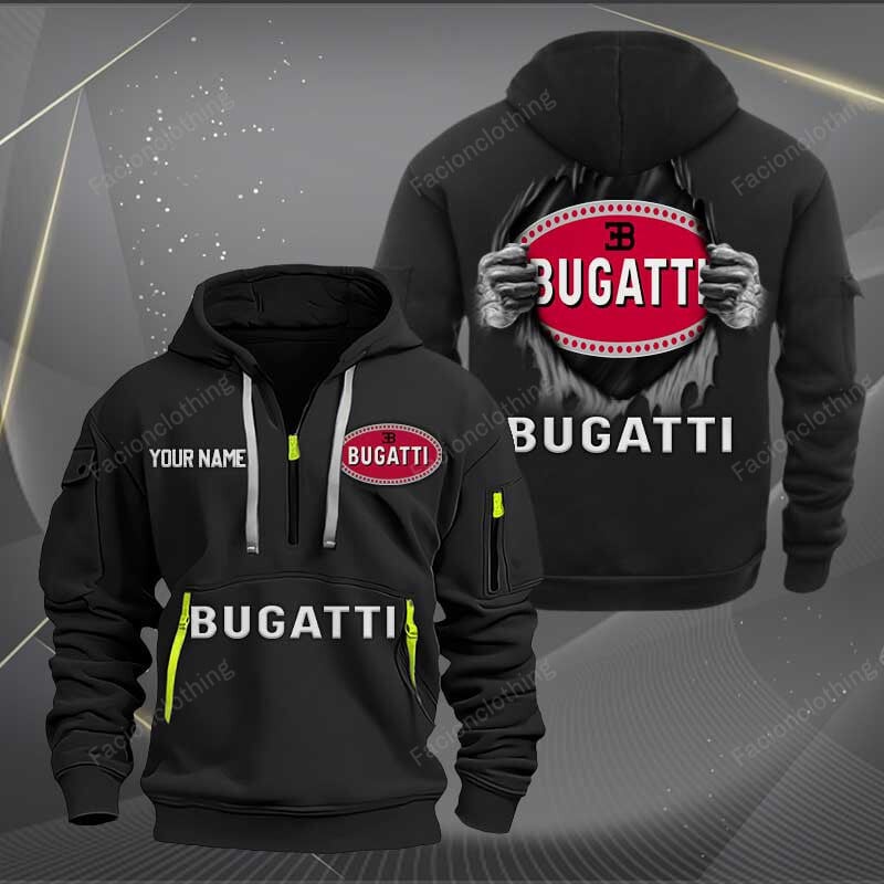 Sportswearmerch Bugatti Car Personalized Half Zip Hoodie For Fan