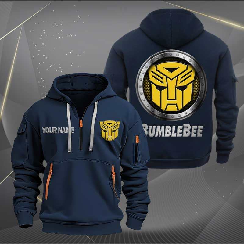 Sportswearmerch Bumblebee Car Personalized Half Zip Hoodie For Fan