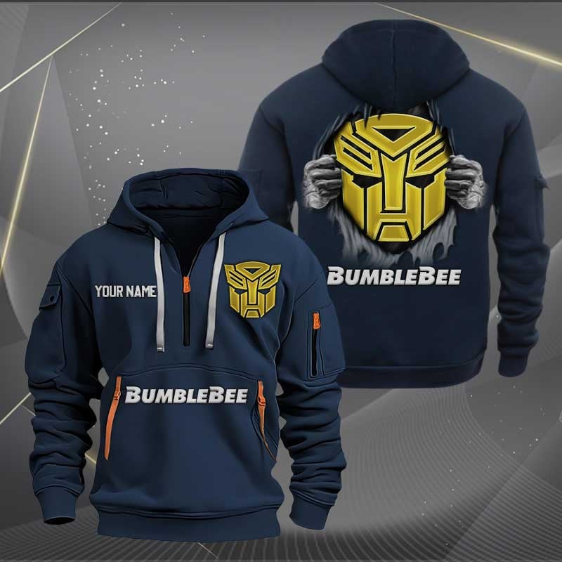 Sportswearmerch Bumblebee Car Personalized Half Zip Hoodie For Fan