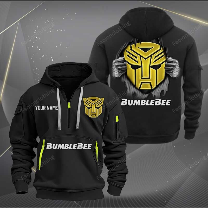 Sportswearmerch Bumblebee Car Personalized Half Zip Hoodie For Fan