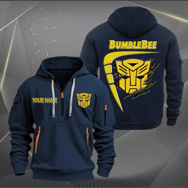 Sportswearmerch Bumblebee Car Personalized Half Zip Hoodie For Fan