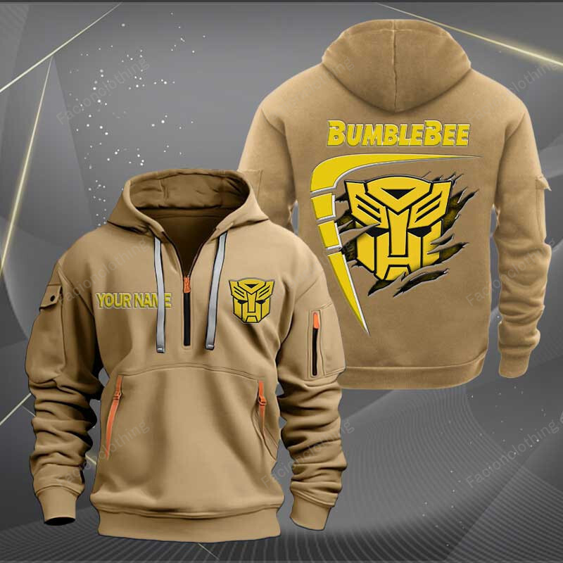 Sportswearmerch Bumblebee Car Personalized Half Zip Hoodie For Fan
