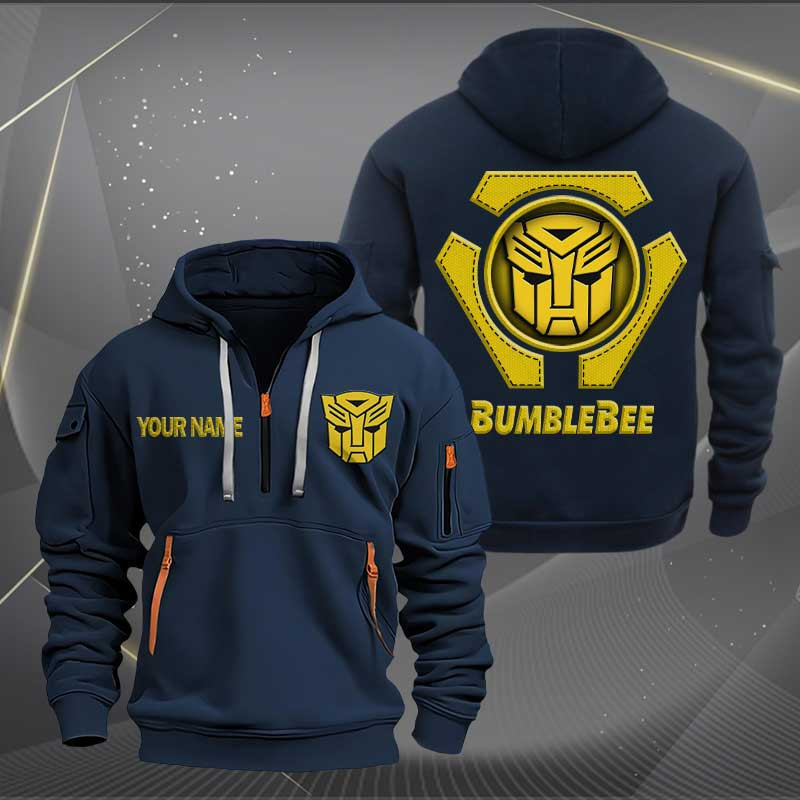 Sportswearmerch Bumblebee Car Personalized Half Zip Hoodie For Fan
