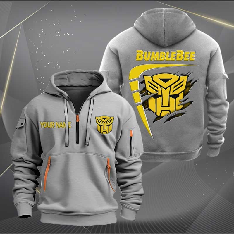 Sportswearmerch Bumblebee Car Personalized Half Zip Hoodie For Fan