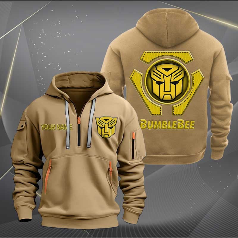 Sportswearmerch Bumblebee Car Personalized Half Zip Hoodie For Fan