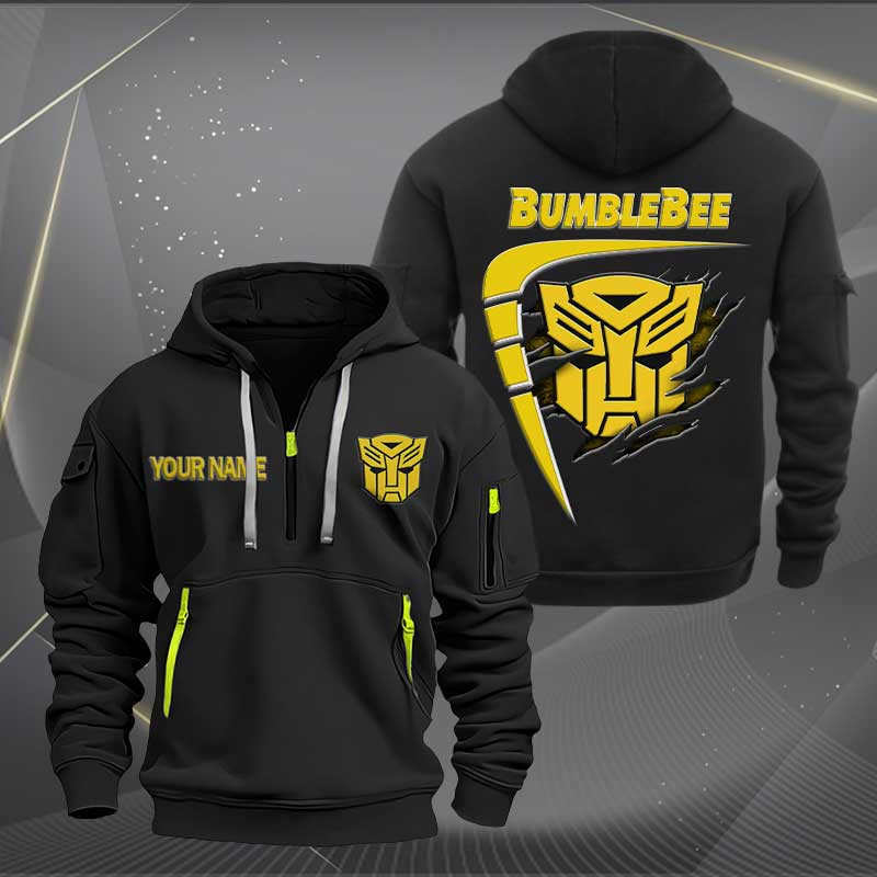 Sportswearmerch Bumblebee Car Personalized Half Zip Hoodie For Fan