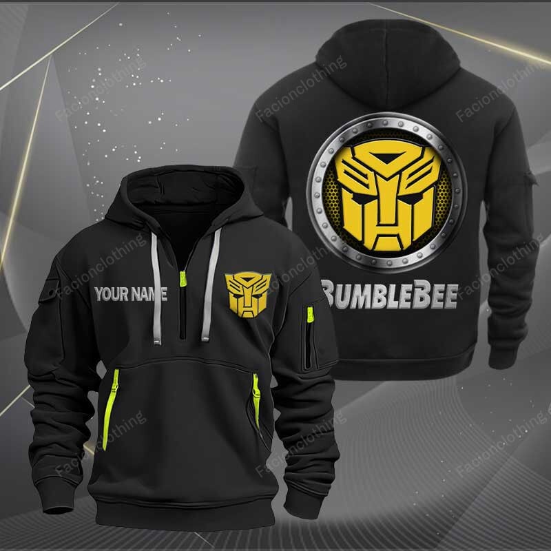 Sportswearmerch Bumblebee Car Personalized Half Zip Hoodie For Fan