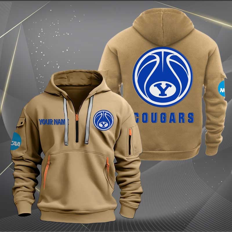 Sportswearmerch BYU Cougars Basketball NCAA Half Zip Hoodie For Fan