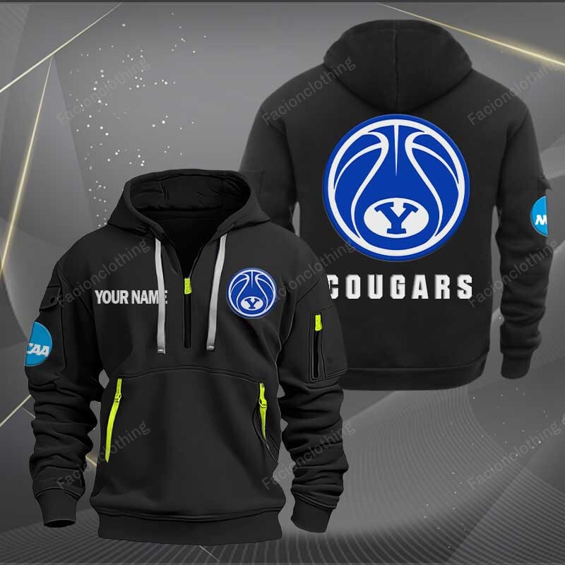 Sportswearmerch BYU Cougars Basketball NCAA Half Zip Hoodie For Fan