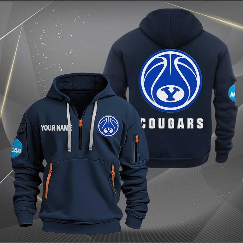 Sportswearmerch BYU Cougars Basketball NCAA Half Zip Hoodie For Fan