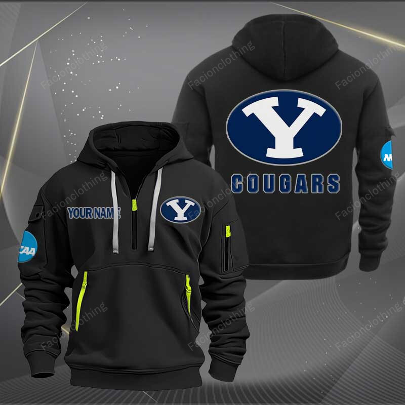 Sportswearmerch BYU Cougars NCAA Personalized Half Zip Hoodie For Fan