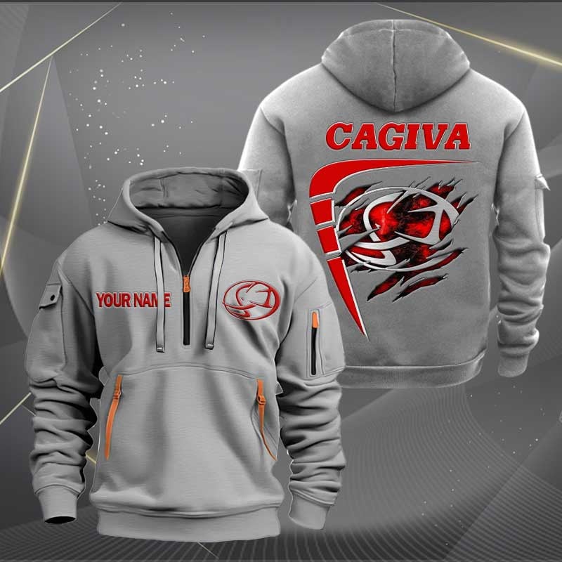Sportswearmerch Cagiva Motorcycle Personalized Half Zip Hoodie For Fan
