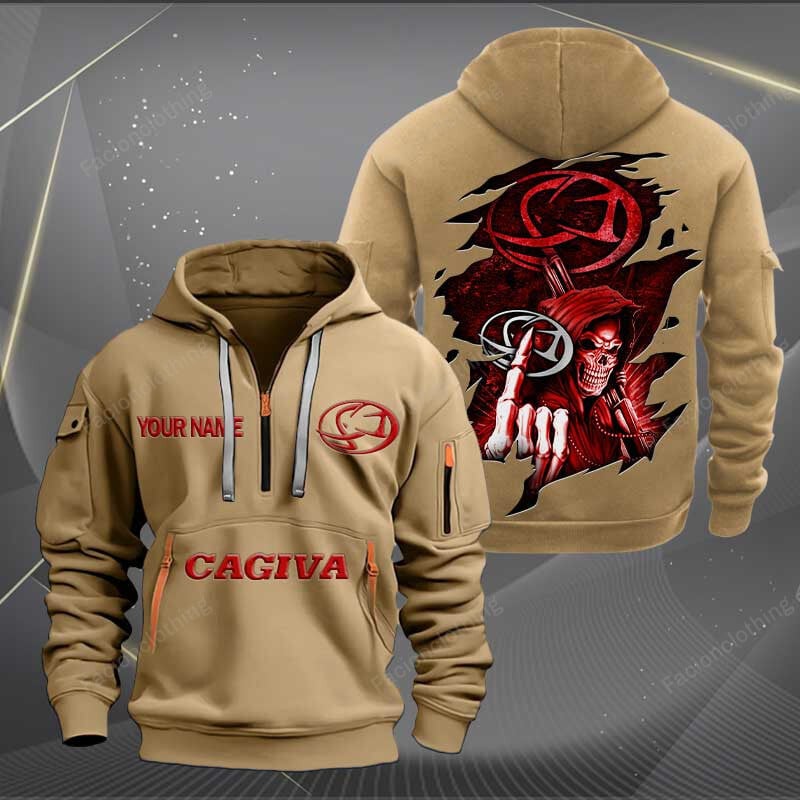 Sportswearmerch Cagiva Motorcycle Personalized Half Zip Hoodie For Fan