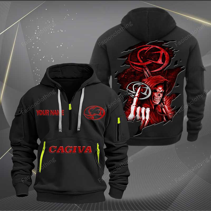 Sportswearmerch Cagiva Motorcycle Personalized Half Zip Hoodie For Fan