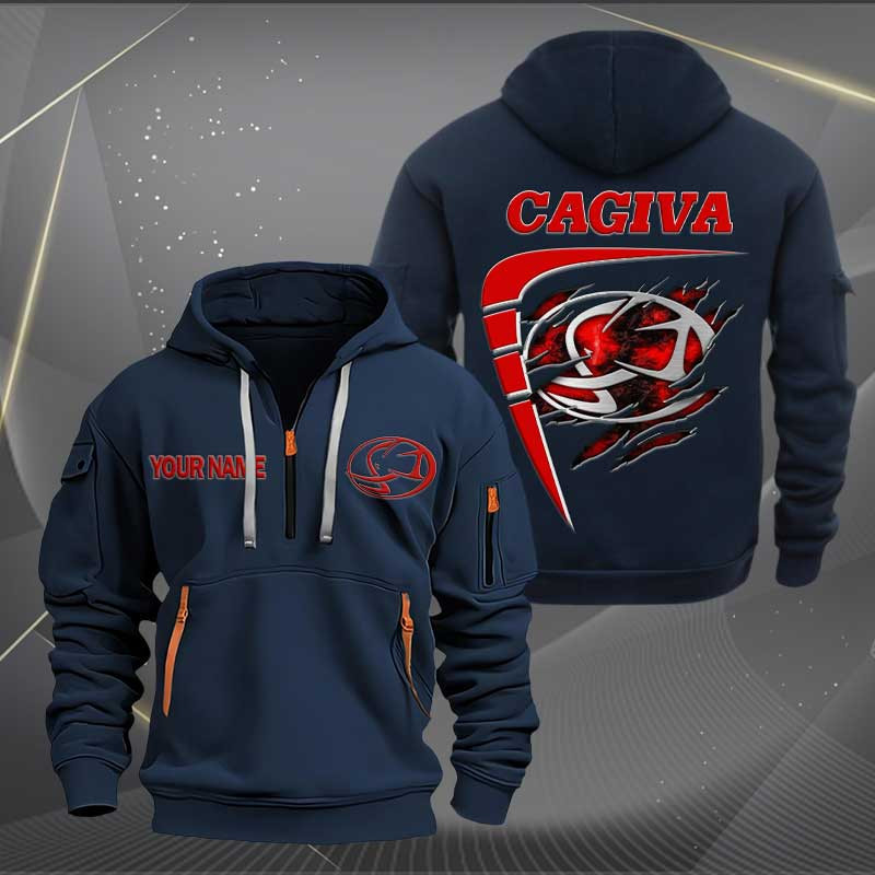 Sportswearmerch Cagiva Motorcycle Personalized Half Zip Hoodie For Fan