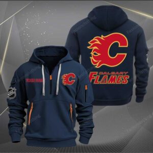 Sportswearmerch Calgary Flames NHL Personalized Half Zip Hoodie For Fan