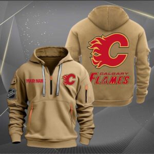 Sportswearmerch Calgary Flames NHL Personalized Half Zip Hoodie For Fan