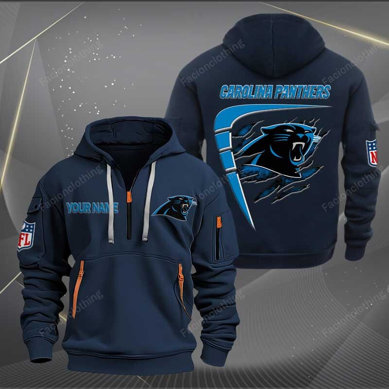 Sportswearmerch Carolina Panthers NFL Personalized Half Zip Hoodie For Fan