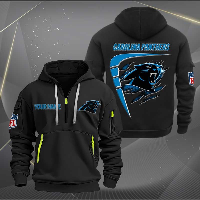 Sportswearmerch Carolina Panthers NFL Personalized Half Zip Hoodie For Fan