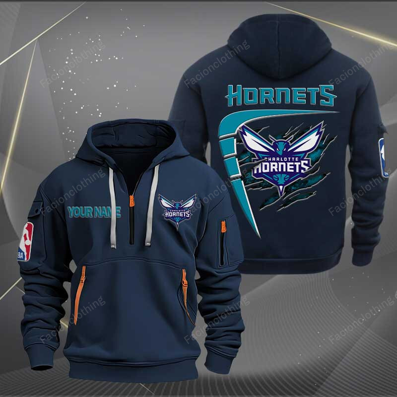 Sportswearmerch Charlotte Hornets NBA Personalized Half Zip Hoodie For Fan