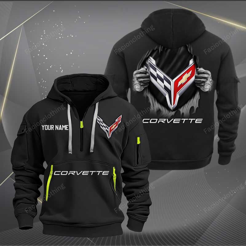Sportswearmerch Chev Car Personalized Half Zip Hoodie For Fan