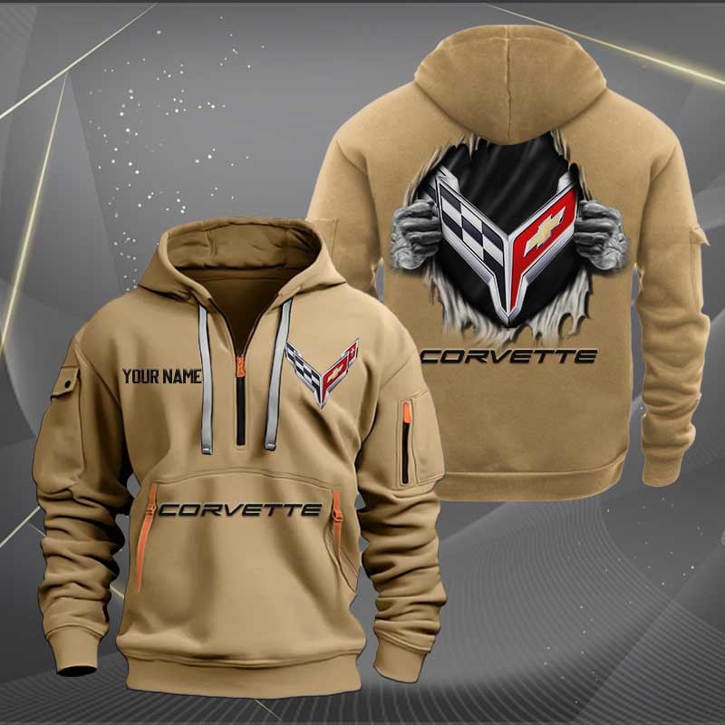 Sportswearmerch Chev Car Personalized Half Zip Hoodie For Fan