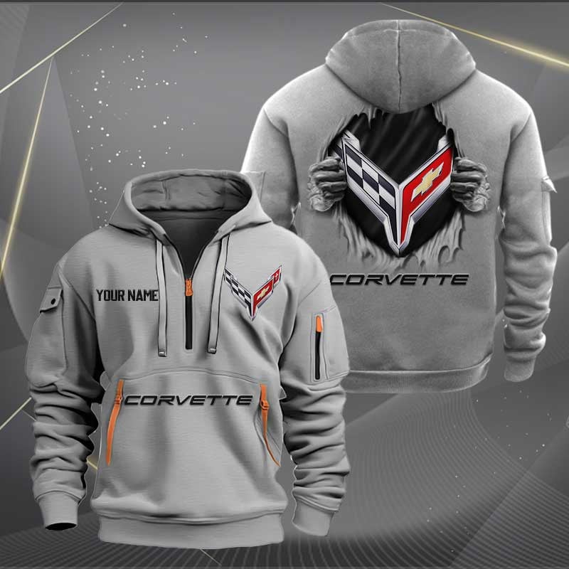 Sportswearmerch Chev Car Personalized Half Zip Hoodie For Fan