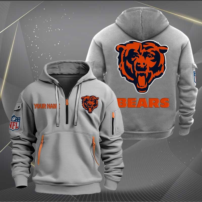 Sportswearmerch Chicago Bears NFL Half Zip Hoodie For Fan