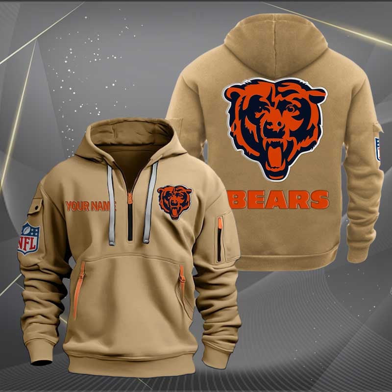 Sportswearmerch Chicago Bears NFL Half Zip Hoodie For Fan