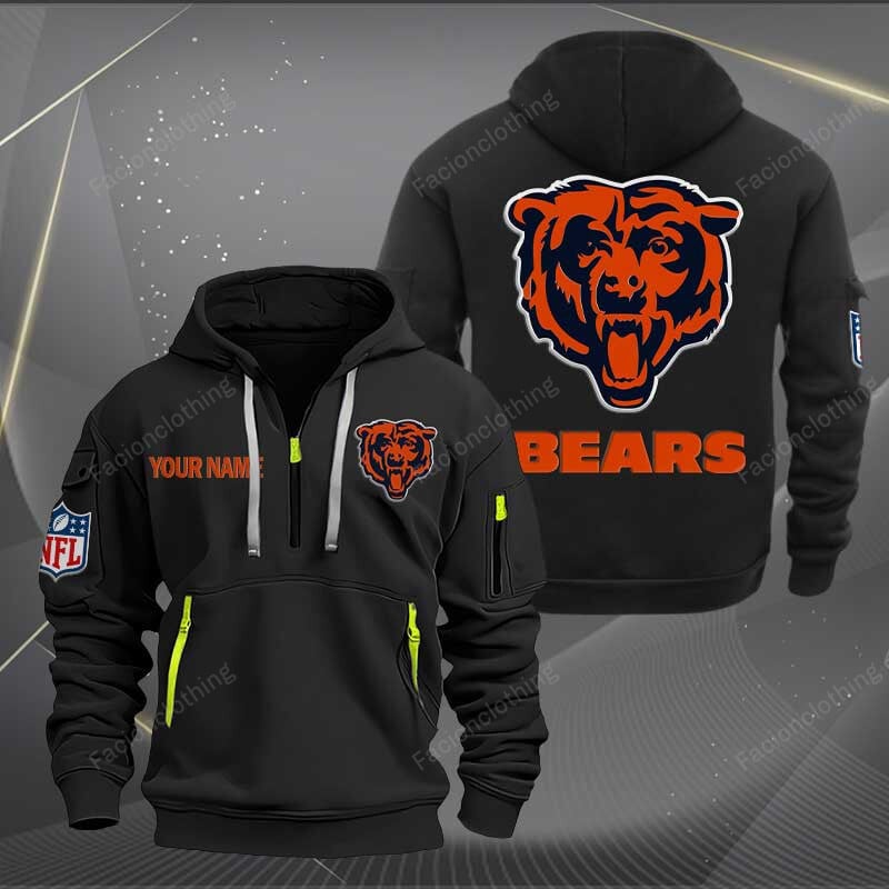 Sportswearmerch Chicago Bears NFL Half Zip Hoodie For Fan