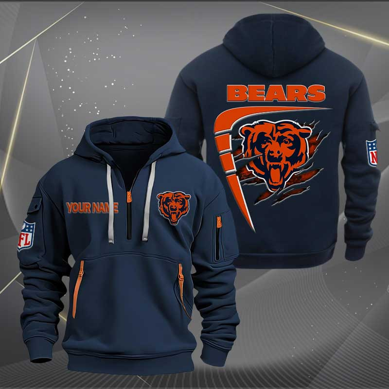 Sportswearmerch Chicago Bears NFL Personalized Half Zip Hoodie For Fan