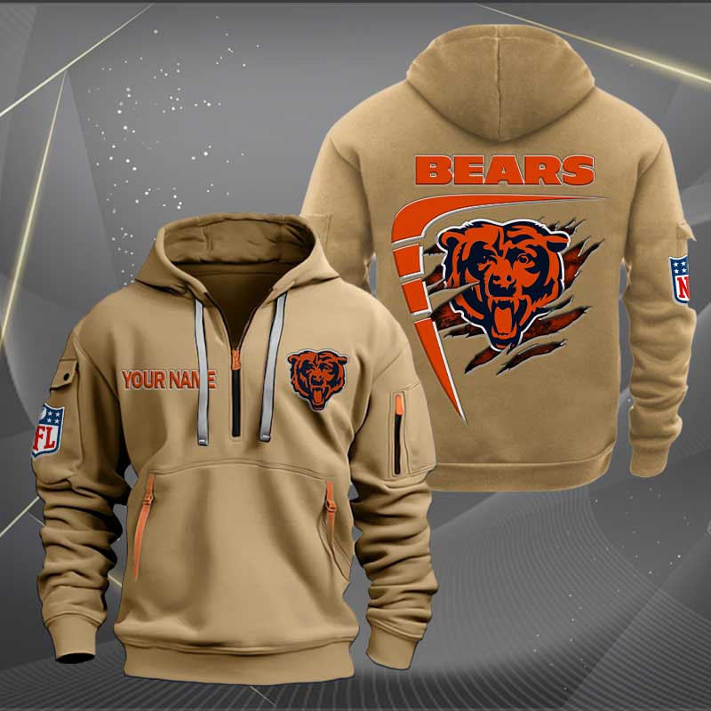Sportswearmerch Chicago Bears NFL Personalized Half Zip Hoodie For Fan