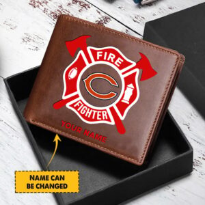 Sportswearmerch Chicago Bears NFL Team And Fire Fighter Man Folded Wallet Perfect Gift For Fan
