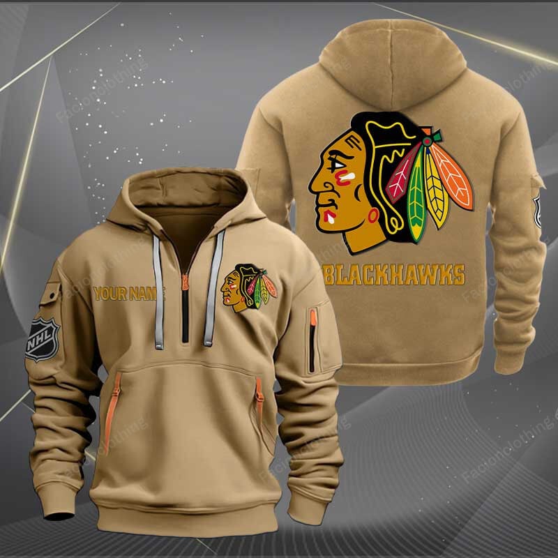 Sportswearmerch Chicago Blackhawks NHL Half Zip Hoodie For Fan