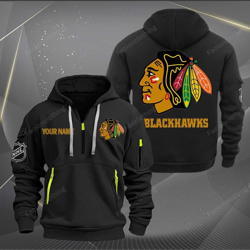 Sportswearmerch Chicago Blackhawks NHL Half Zip Hoodie For Fan