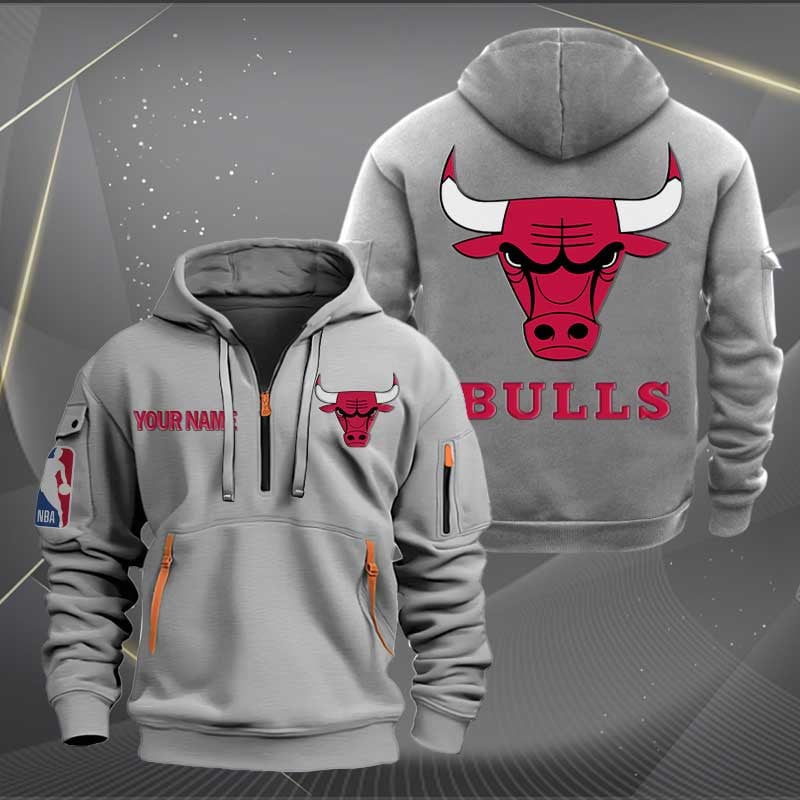 Sportswearmerch Chicago Bulls NBA Half Zip Hoodie For Fan