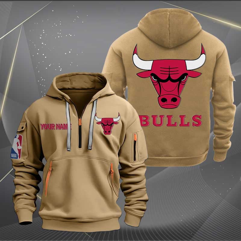 Sportswearmerch Chicago Bulls NBA Half Zip Hoodie For Fan