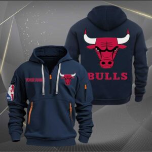 Sportswearmerch Chicago Bulls NBA Half Zip Hoodie For Fan