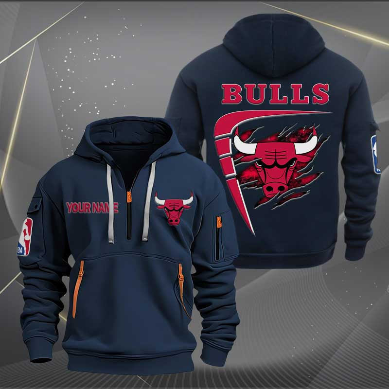 Sportswearmerch Chicago Bulls NBA Personalized Half Zip Hoodie For Fan