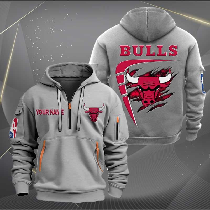 Sportswearmerch Chicago Bulls NBA Personalized Half Zip Hoodie For Fan