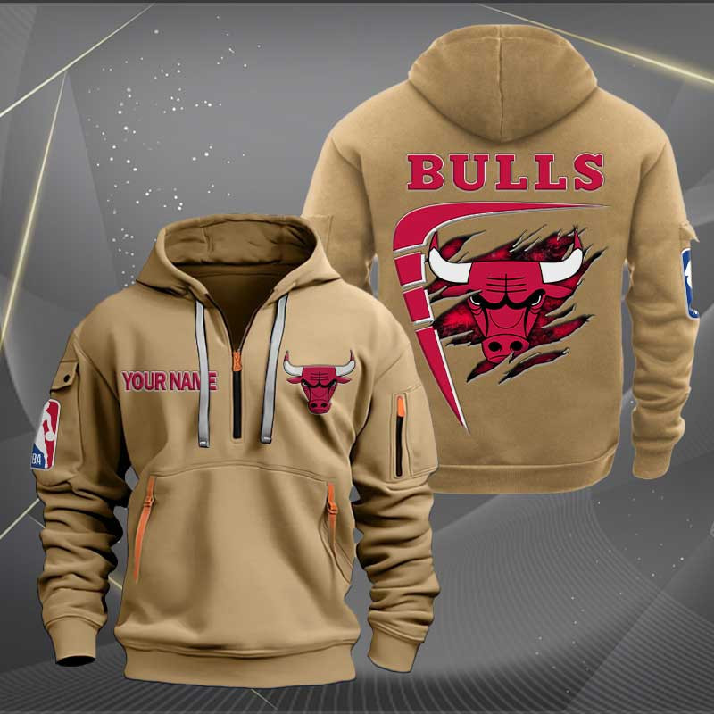 Sportswearmerch Chicago Bulls NBA Personalized Half Zip Hoodie For Fan