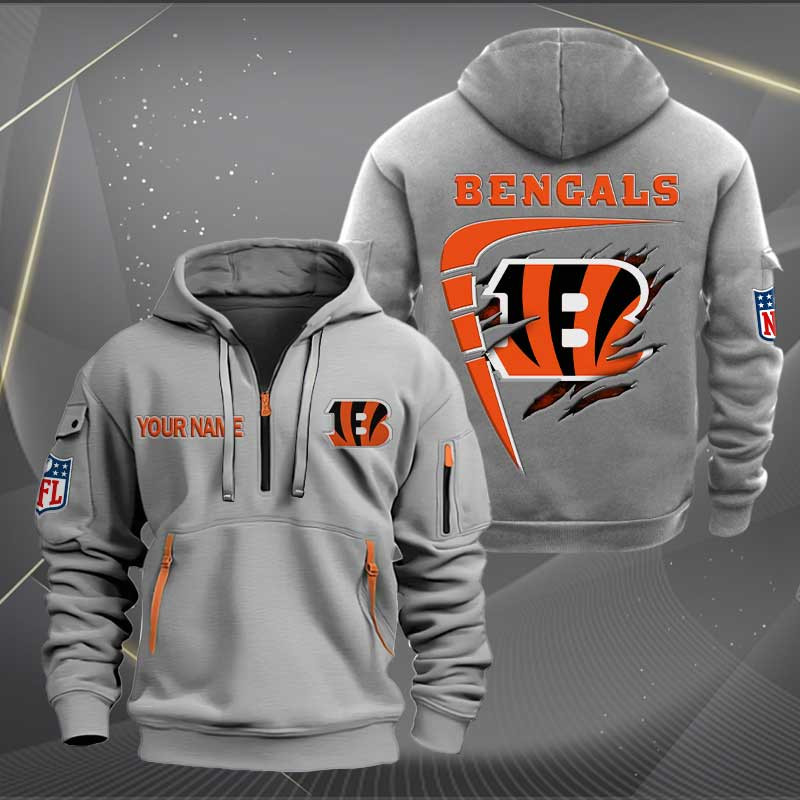 Sportswearmerch Cincinnati Bengals NFL Personalized Half Zip Hoodie For Fan