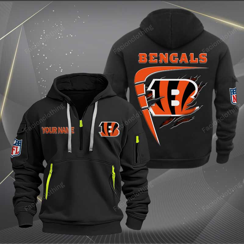 Sportswearmerch Cincinnati Bengals NFL Personalized Half Zip Hoodie For Fan