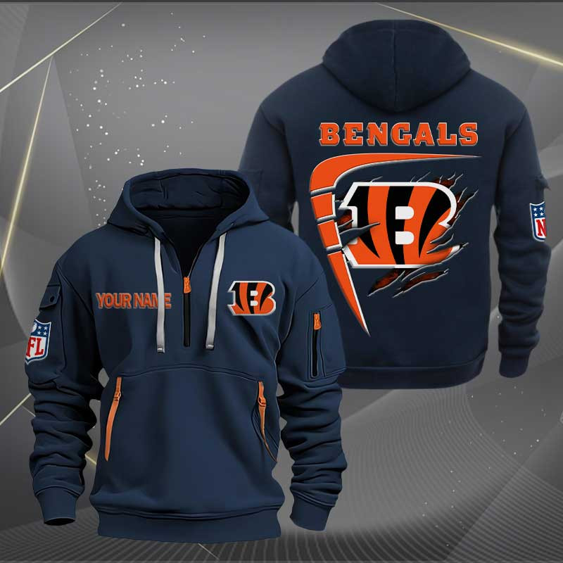 Sportswearmerch Cincinnati Bengals NFL Personalized Half Zip Hoodie For Fan