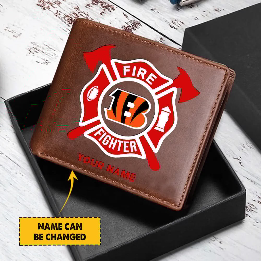 Sportswearmerch Cincinnati Bengals NFL Team And Fire Fighter Man Folded Wallet Perfect Gift For Fan