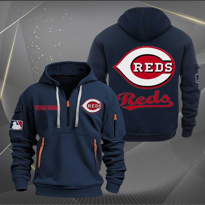 Sportswearmerch Cincinnati Reds MLB Half Zip Hoodie For Fan