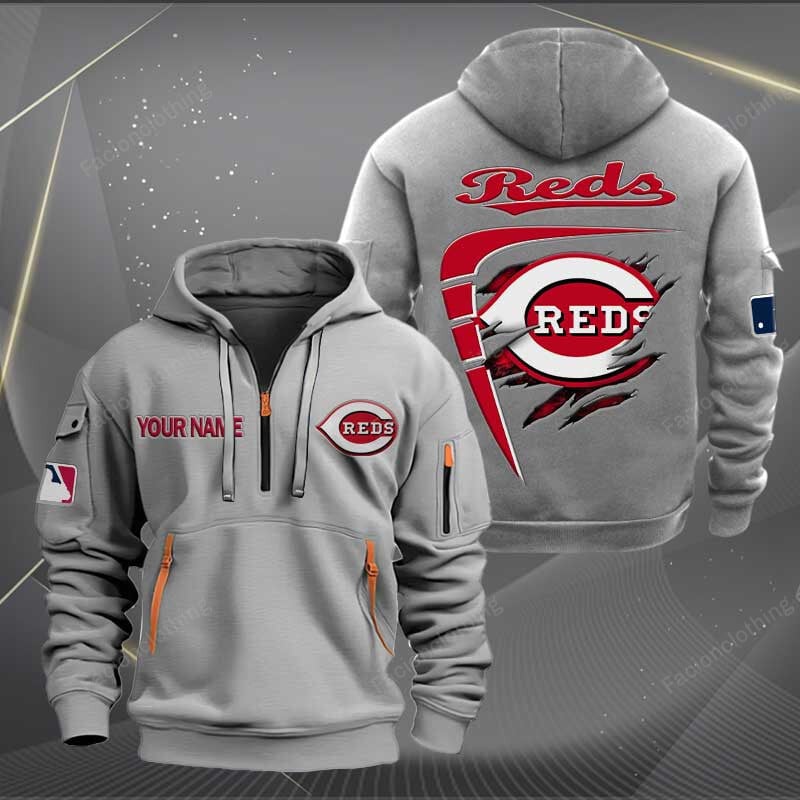 Sportswearmerch Cincinnati Reds MLB Personalized Half Zip Hoodie For Fan