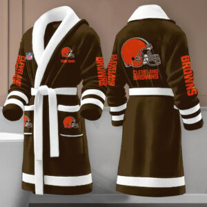 Sportswearmerch Cleveland Browns NFL New Fleece Bathrobe Personalized Gifts For Fan