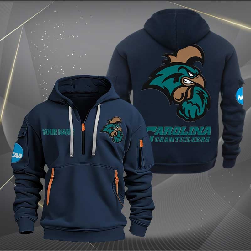 Sportswearmerch Coastal Carolina Chanticleers NCAA Personalized Half Zip Hoodie For Fan